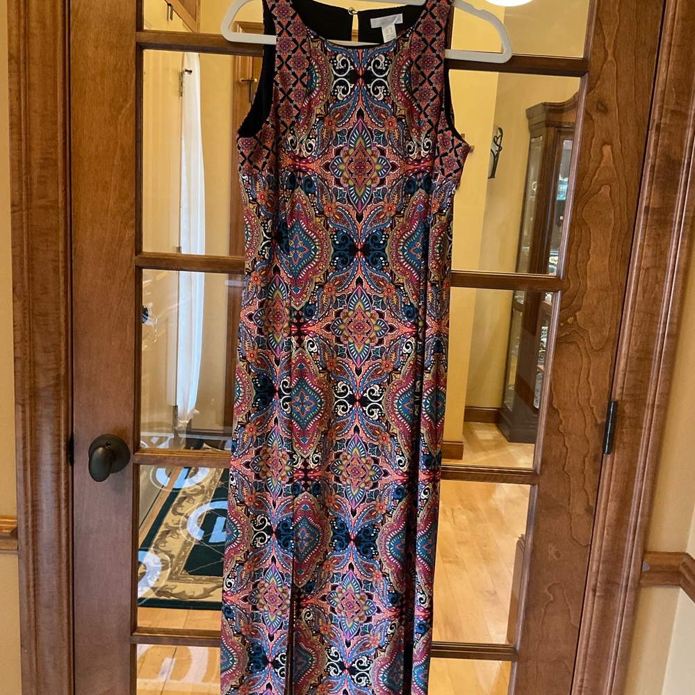Elegant Multicolor Patterned Maxi Dress